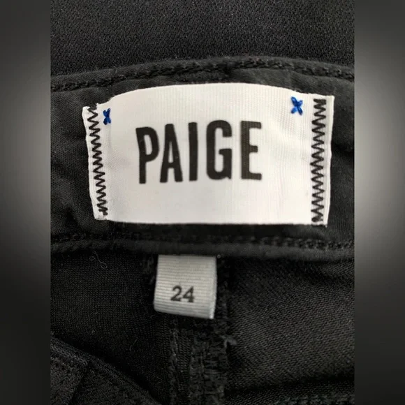 ❗️CLEAROUT❗️ EUC! PAIGE EDGEMONT black zipper stretch ANKLE SKINNY JEANS Size 24 - Picture 7 of 7